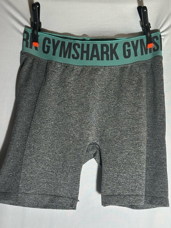 Gymshark Pants - Gymshark Gray Bike Shorts with Teal Logo Waistband